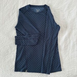 IBEX Woolies 2 Blue Black Patterned Crewneck 100% Merino Wool Base-layer Top M